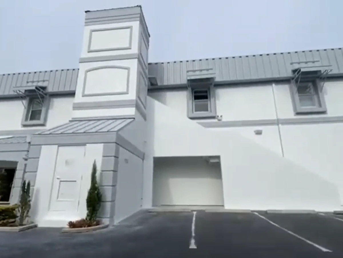 Exterior painting with clean white and gray finish in South Florida