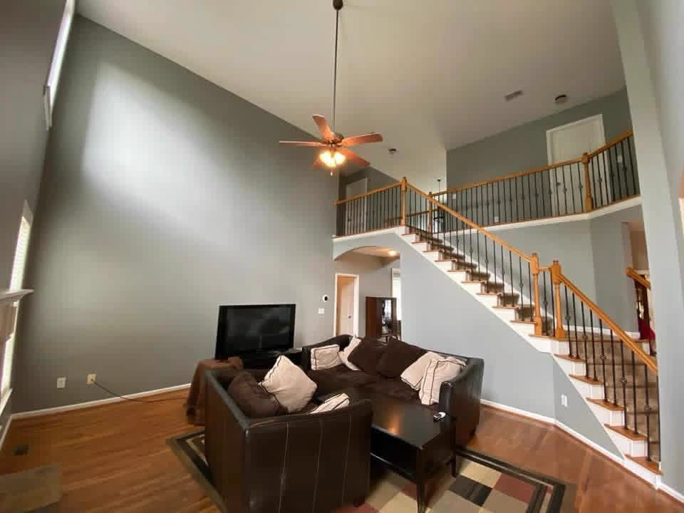 Interior painting detail with trim and ceiling work